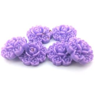 20 פרחים מפלסטיק להדבקה, 15 ממ, סגול כהה