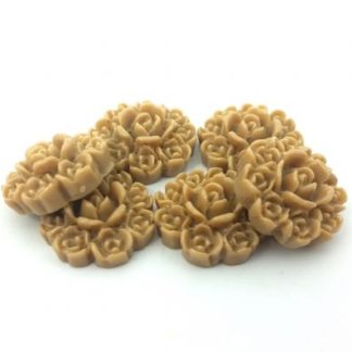 20 פרחים מפלסטיק להדבקה, 15 ממ, חום בהיר