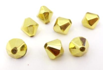 100 חרוזים אקריליים דמוי סברובסקי, 8ממ, זהב