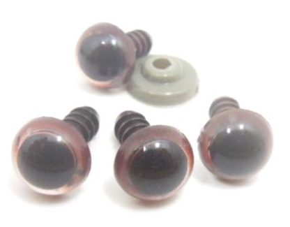10 זוגות עיניים לבובות, חום, פלסטיק, 10ממ