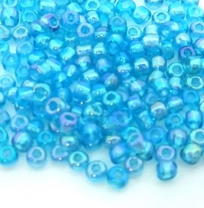 500 חרוזי וונציה תכלת שקוף מבריק, 3ממ