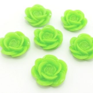 40 פרחי פלסטיק להדבקה, 20ממ, ירוקים