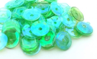 500 יח' פייטים עגולים, ירוק בהיר שקוף מנצנץ, 6ממ
