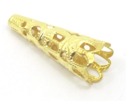 10 יח' כובעים ארוכים, מוזהבים 23X8ממ