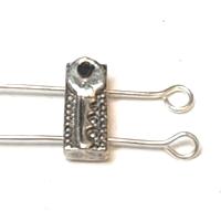 6 חרוזי מתכת 2 כניסות משובץ קריסטל שחור, 5X12ממ