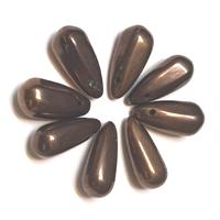 30 חרוזי טיפות מזכוכית, ברונז'ה, 8X16ממ