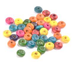 200 חרוזי עץ מיקס צבעים, 6X3ממ